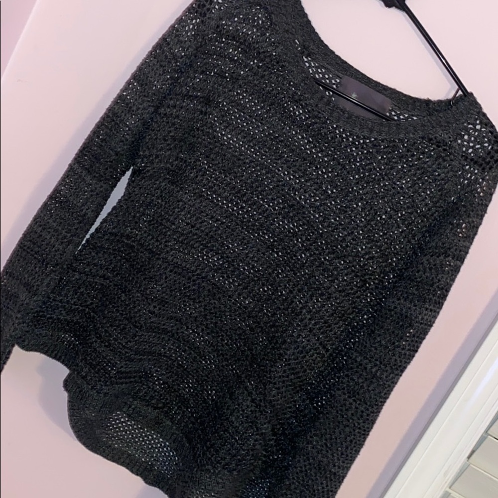 Grey Mesh Knitted Sweater